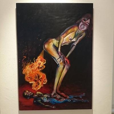 Aurélie de Heinzelin // Eux // Deux nus avec flamme (2013) Galerie Jean François Kaiser