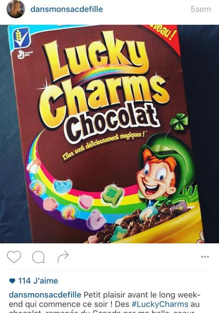 Instagram dans mon sac de fille blog beauté lucky charms chocolat canada