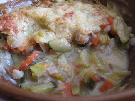 Gratin de la mer léger et ses petits légumes