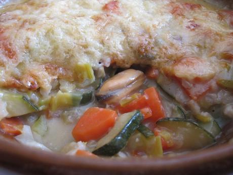 Gratin de la mer léger et ses petits légumes