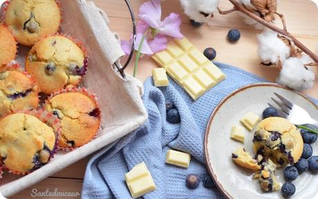 Muffins myrtilles-chocolat blanc(sans lait) sans gluten