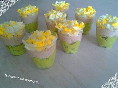 Verrines avocat, thon, oeufs au thermomix ou sans 