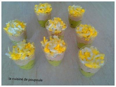 Verrines avocat, thon, oeufs au thermomix ou sans 