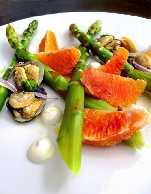 Fraîcheur d'Asperges, Oranges Tarroco, Palourdes & Mascarpone