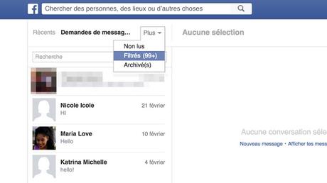 Messages cachés et filtrés 16 options cachées sur Facebook
