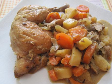 Cuisse de poulet et ses petits légumes à l'aigre douce