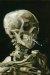 1885-86, Vincent van Gogh : Crâne de squelette fumant une cigarette