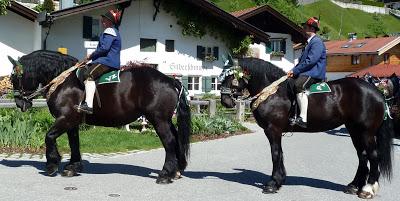 Grand défilé des chasseurs alpins à Mittenwald. Großer Festzug der Gebirgschützen in Mittenwald.