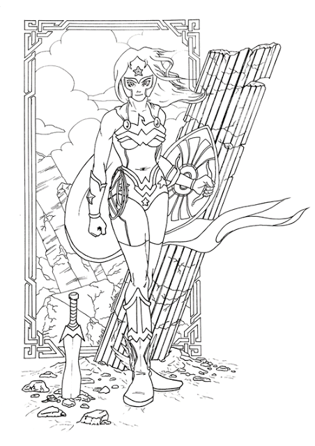 Wonder Woman WIP du lineart à la couleur - par Juju gribouille