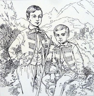 Les princes Louis et Otto en randonnée