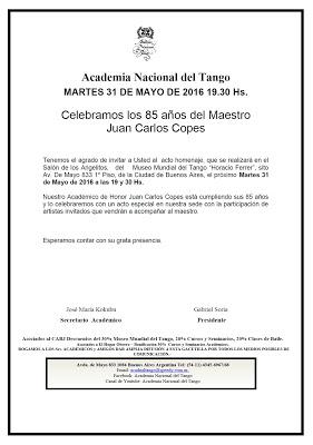 Hommage à Juan Carlos Copes pour ses 85 printemps [à l'affiche]