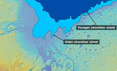The dual shorelines of an early Martian ocean