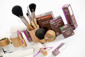 Maquillage bio Zao Makeup : bronze, grenat et vieux rose