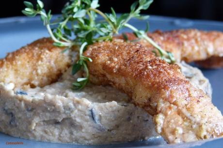 Langoustines croustillantes sur caviar aubergine