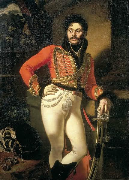 Portrait of Russian hussar Evgraf Davydov by Kiprensky (1810s)