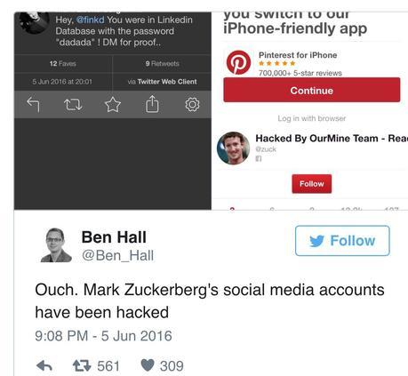 Mark Zuckerberg s’est fait pirater ses comptes Twitter et Pinterest ! Mark Zuckerberg s’est fait pirater ses comptes Twitter et Pinterest !