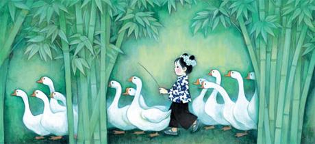 Les raisins sauvages - La gardeuse d'oies - illustration colorée