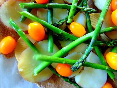 Pizza aux asperges et pommes de terre