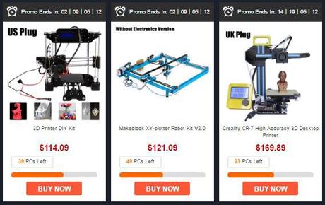 Promotions imprimantes 3D GearBest
