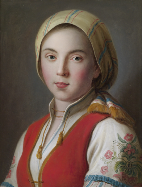 Jeune fille russe en costume de paysanne par Antonio Rotari 
