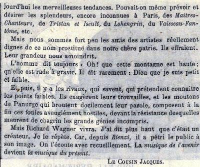 Richard Wagner dans l´Eclipse du 18 avril 1869, la caricature de Gill et le panégyrique du cousin Jacques