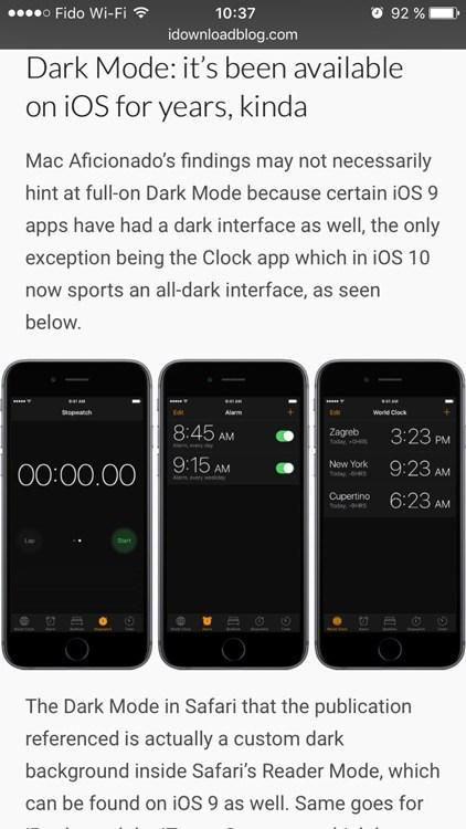 iOS 10: en route pour un mode nuit automatique?