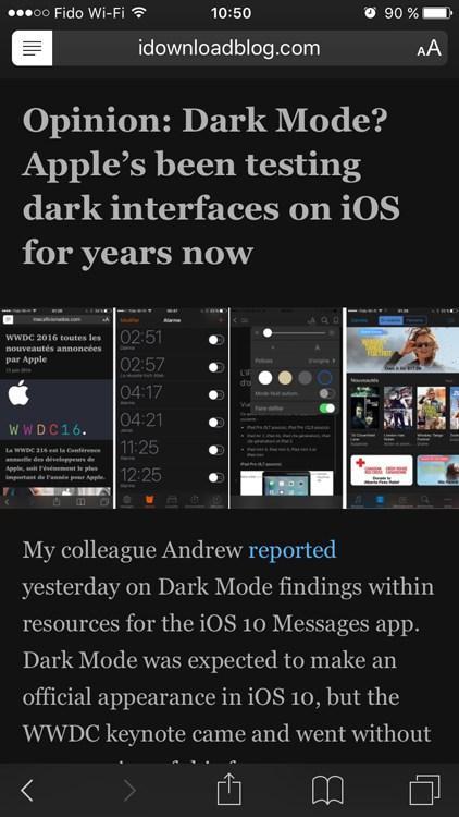 iOS 10: en route pour un mode nuit automatique?