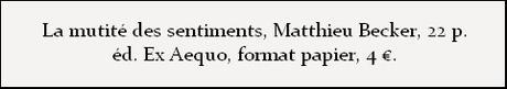 [Chronique] La mutité des sentiments - Matthieu Becker
