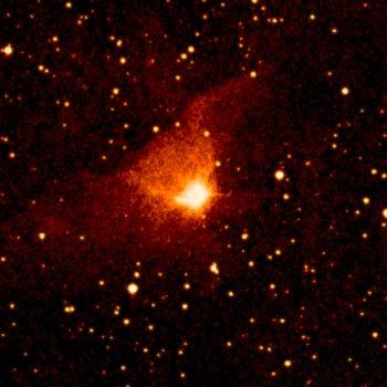 La très jeune étoile FU Orionis, illuminant le nuage de gaz qui l’entoure — Crédit : ESO, DSS