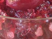 Cerises pochées Muscat gelée basilic rouge