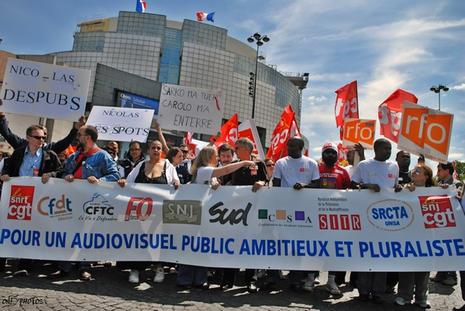 Manifestation contre la réforme de l'Audiovisuel public