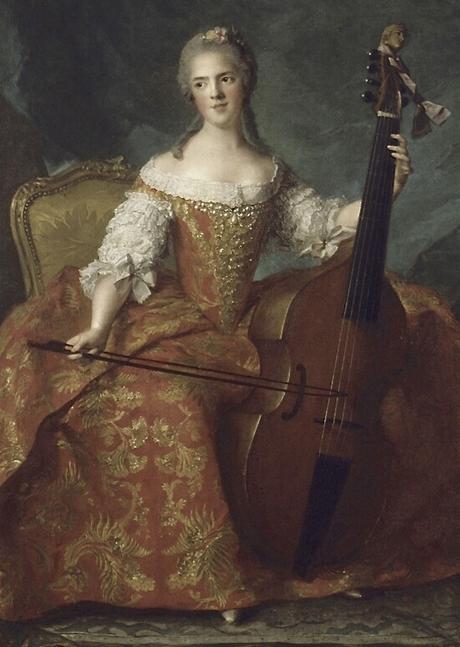 Madame Henriette jouant du violoncelle, achevé après sa mort en 1554 par Jean-Marc Nattier- château de Versailles, appartements de Mesdames