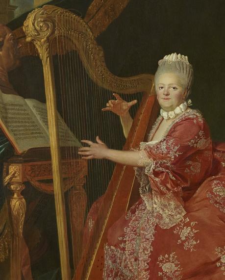 Madame Victoire jouant de la harpe, par Etienne Aubry en 1773 (détail) - château de Versailles, appartements de Mesdames