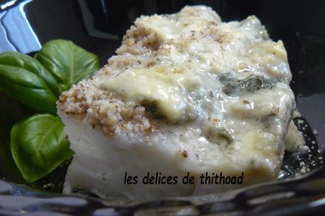 pavé de cabillaud au roquefort et noisettes