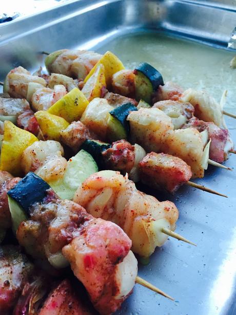 Brochettes de cabillaud tandoori