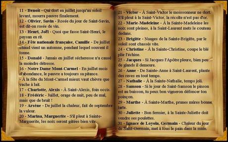 Divers - quelques dictons du mois de Juillet