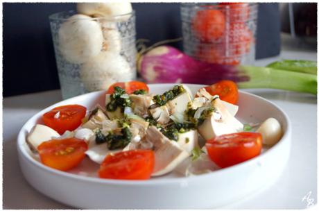 Salade de champignons au pistou de coriandre 3