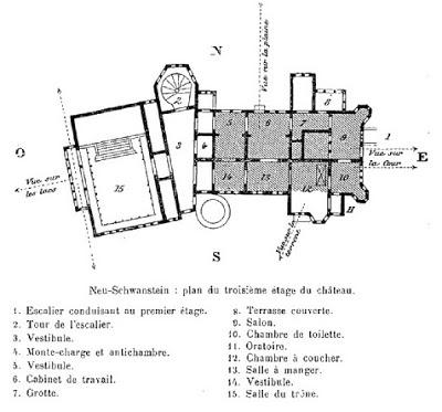Les dessins de Neuschwanstein dans le Voyage aux Châteaux du Roi Louis II de Bavière d´Hugues Kraft