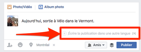 Facebook propose les mises à jour de statuts multilingues