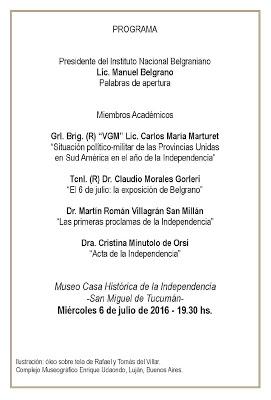 Soirée académique de l'Instituto Nacional Belgraniano pour le Bicentenaire à Tucumán [à l'affiche]