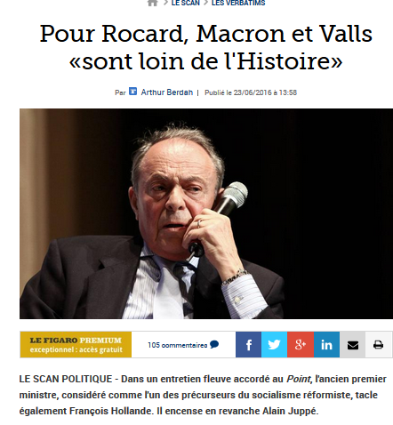 « On sent venir l’élection sans projet de société d’un côté comme de l’autre » #Rocard