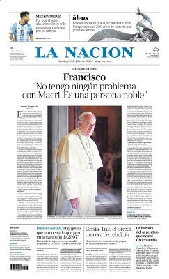 L'interview du Bicentenaire : le Pape argentin à la une de La Nación [Actu]