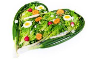 Vegetables arranged in the heart shape