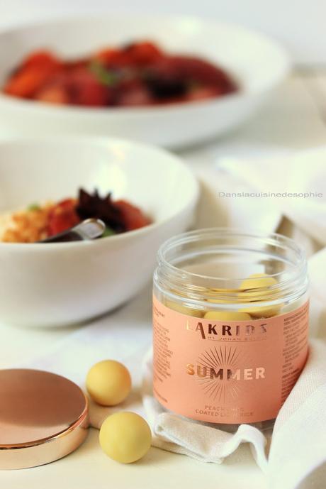 Pêches et abricots rôtis au Porto et à la réglisse