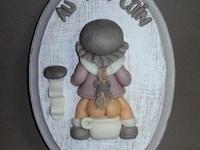 Plaque de porte WC avec fillette en porcelaine froide Plaque de porte WC avec fillette en porcelaine froide