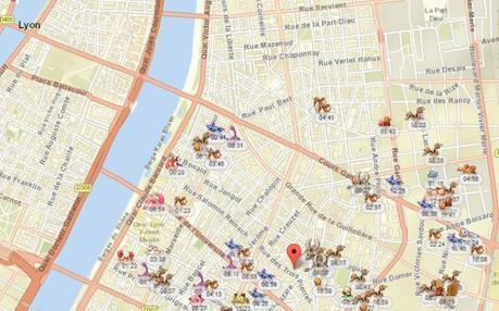 Pokévision une carte Lyon pour trouver tous les pokémon rares dans Pokémon GO