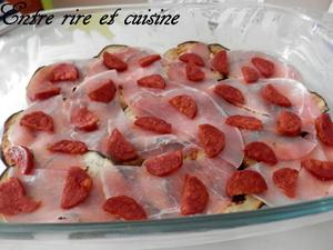 Gratin d'Aubergines Bacon/Chorizo à la Mozzarella