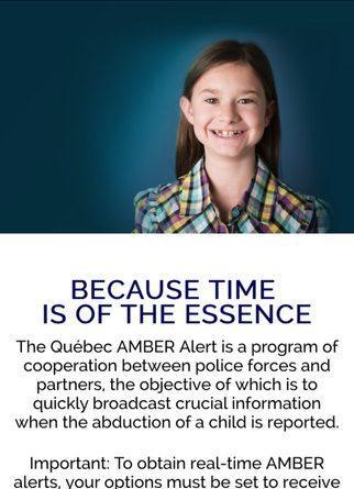 Disparition d’enfants ? Vous pouvez peut-être sauver une vie grace à l’application Alerte AMBER Québec