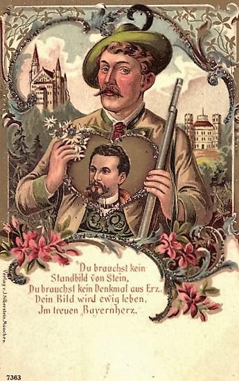 Ludwigmania: carte postale commémorative du Roi Louis II de Bavière