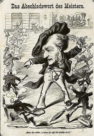 Une caricature de Wagner  à propos du Festival de Bayreuth dans le Kikeriki